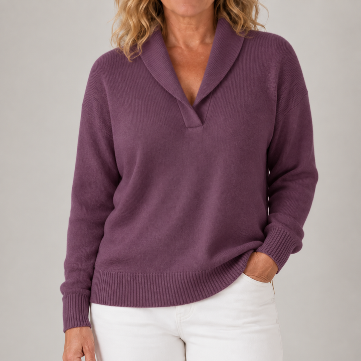 Celestine | Relaxed Shawl-Collar Knit Sweater