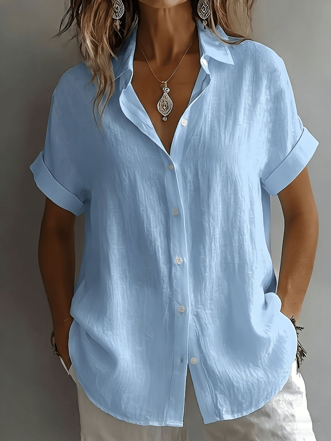 Amelia | Linen Button Blouse for Effortless Everyday Elegance