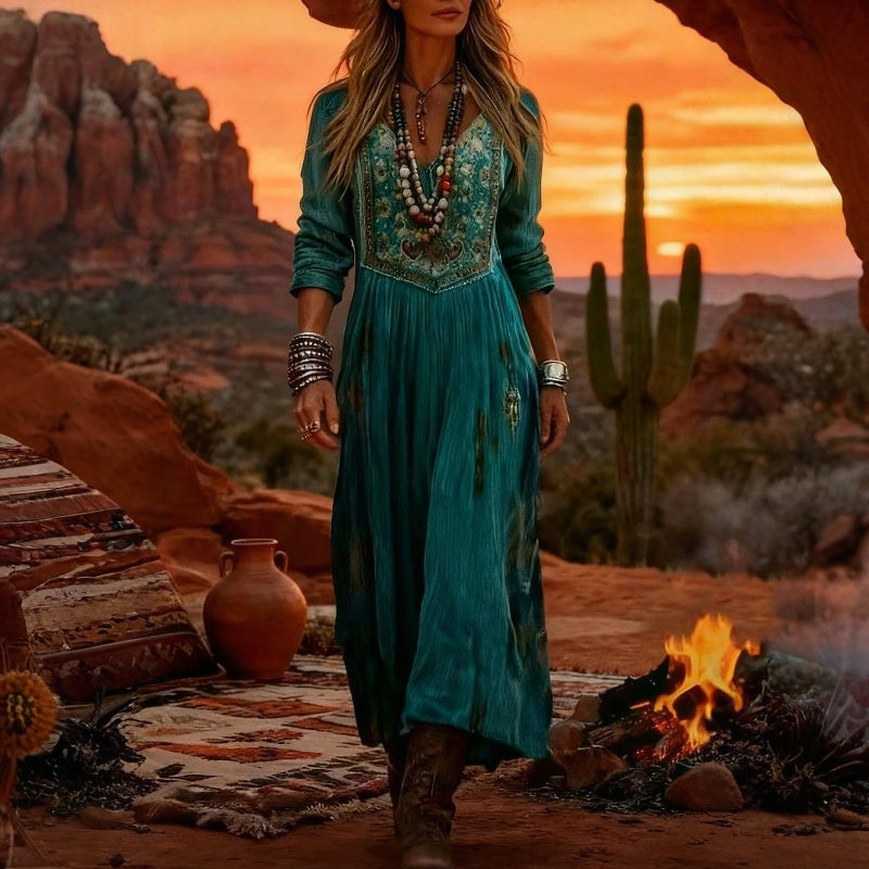 Wilhelmina | Elegant Bohemian Maxi Dress