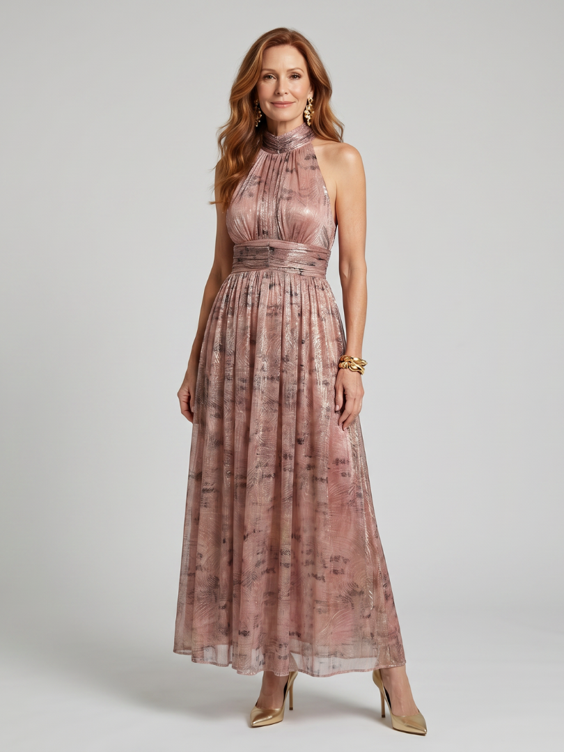 Imogen | Textured Finish Sleeveless Midi Dress