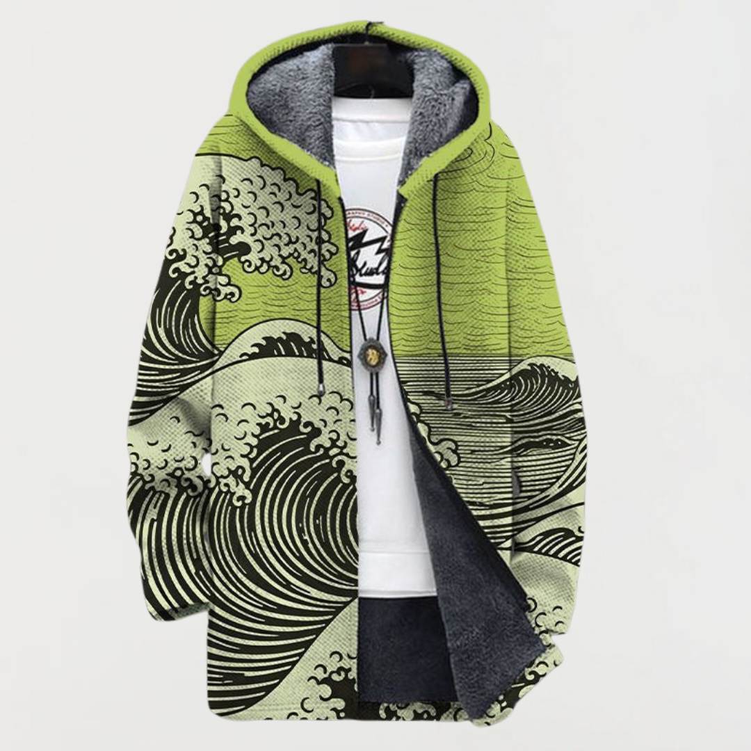 Lennox | Wave Print Hooded Coat