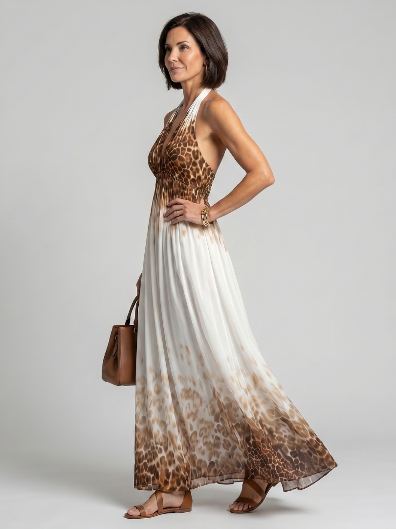 Orlune | Pleated White Midi Dress