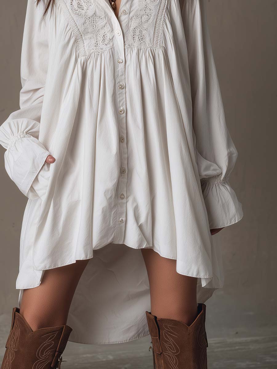 Anastasia | Lace Shirt Mini Dress