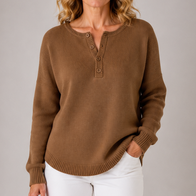 Nina | Relaxed Button-Neck Jumper