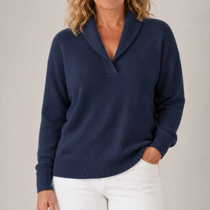 Celestine | Relaxed Shawl-Collar Knit Sweater
