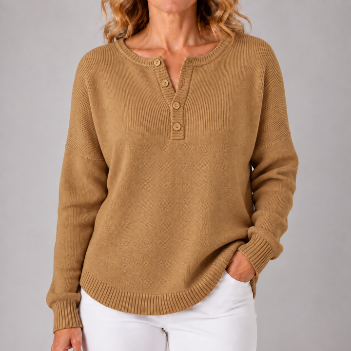 Nina | Relaxed Button-Neck Jumper