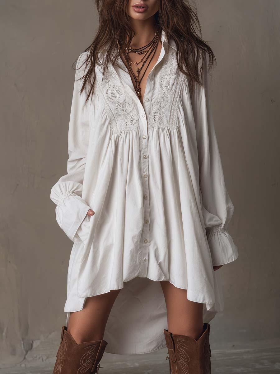Anastasia | Lace Shirt Mini Dress