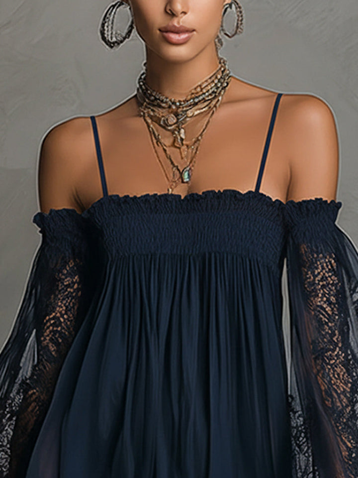 Noemi | Navy Lace Chiffon Mini Dress