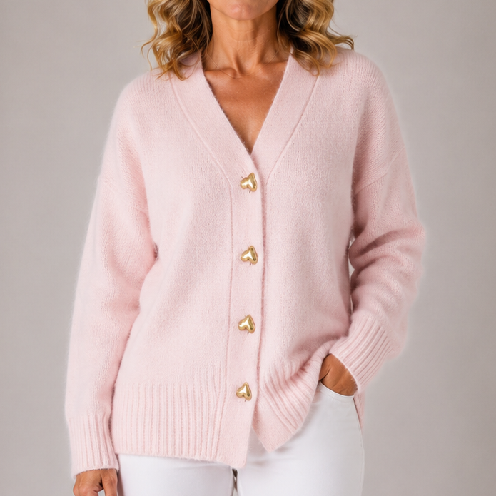 Melanie | Cozy Heart-Button Cardigan
