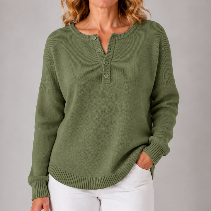 Nina | Relaxed Button-Neck Jumper