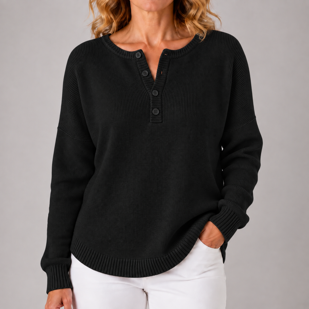 Nina | Relaxed Button-Neck Jumper