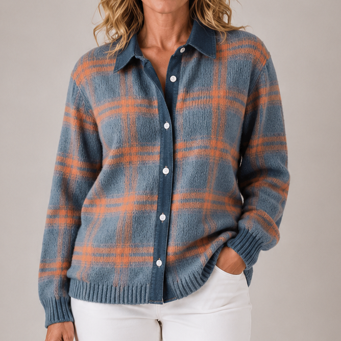 Kendra | Checked Button-Up Cardigan