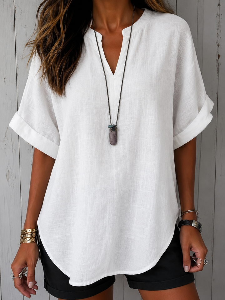 Emma – Casual Plain Short Sleeve Blouse