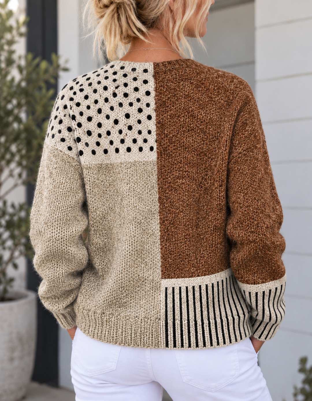 Minimalist Abstract Polka Dots Print Buttoned Cardigan