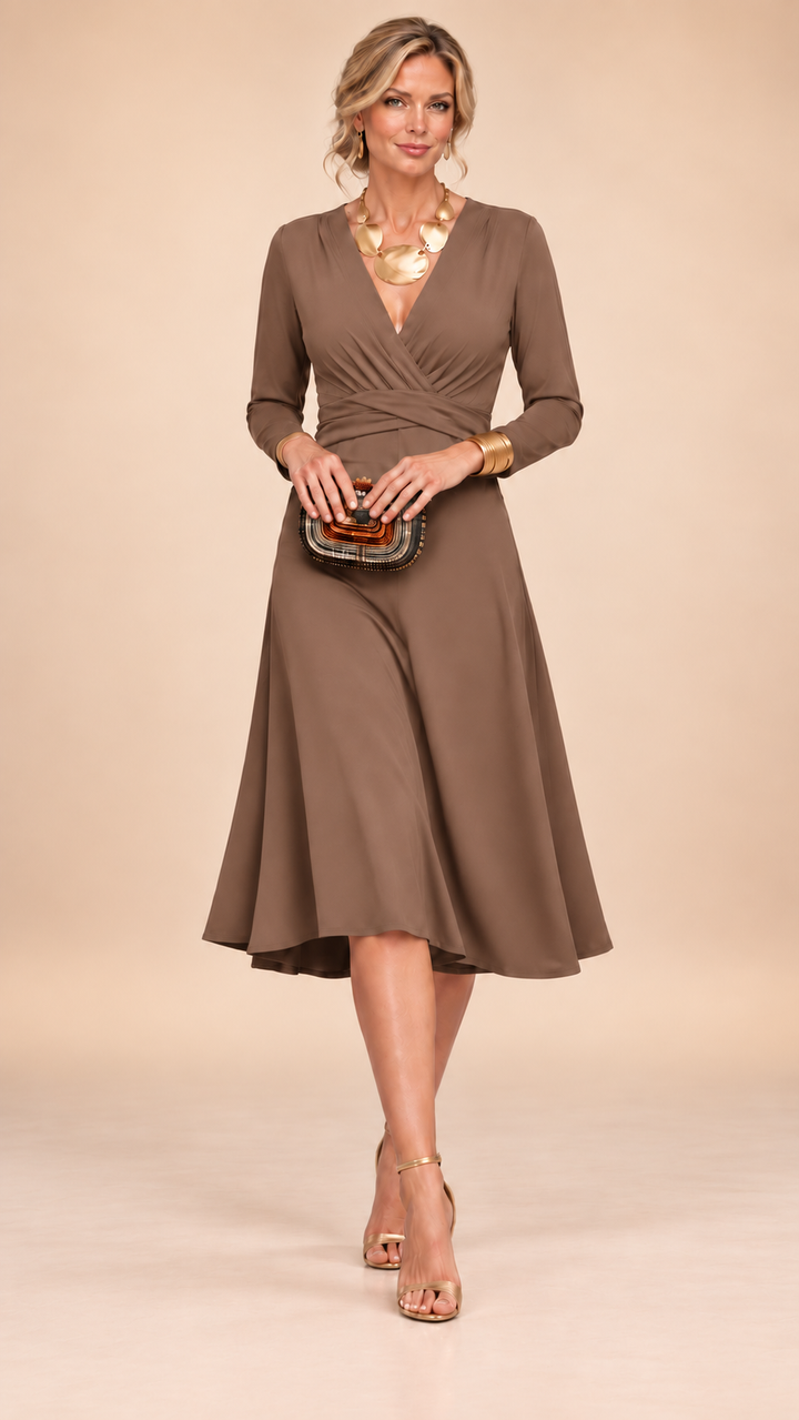 Naomi | Solid V-Neck Maxi Dress