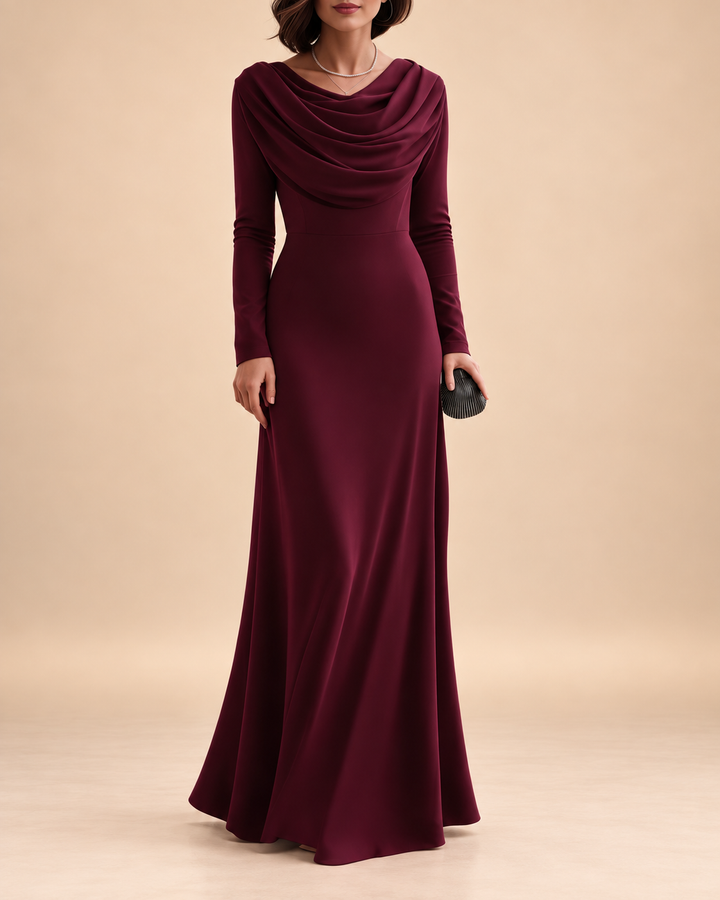 The Celeste Draped Maxi Dress – Sophisticated Elegance with a Graceful Feminine Silhouette
