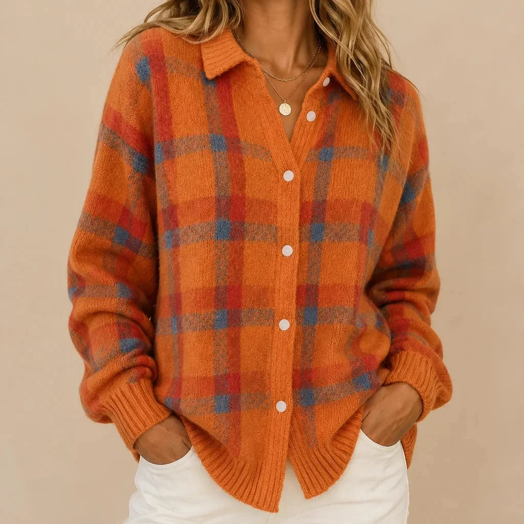 Kendra | Checked Button-Up Cardigan