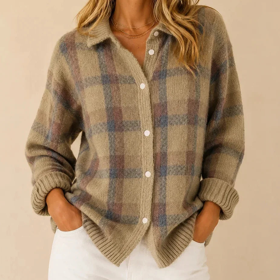 Kendra | Checked Button-Up Cardigan