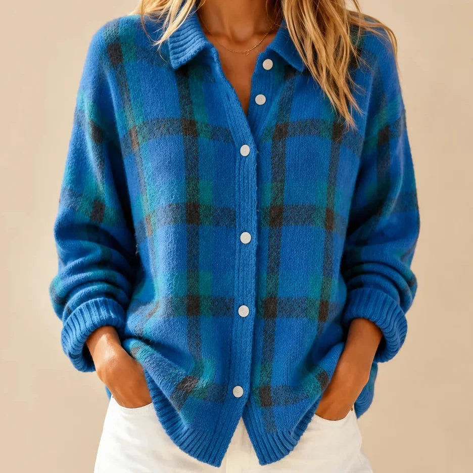 Kendra | Checked Button-Up Cardigan