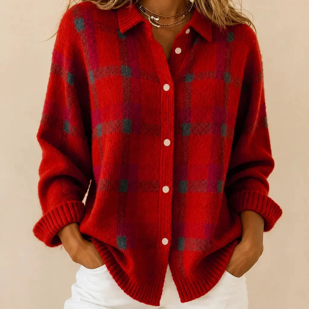 Kendra | Checked Button-Up Cardigan