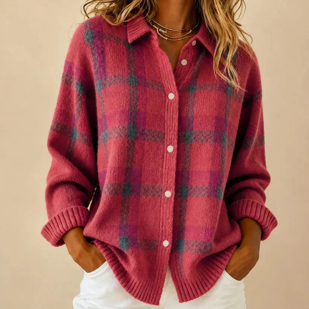 Kendra | Checked Button-Up Cardigan