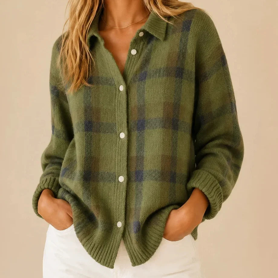Kendra | Checked Button-Up Cardigan