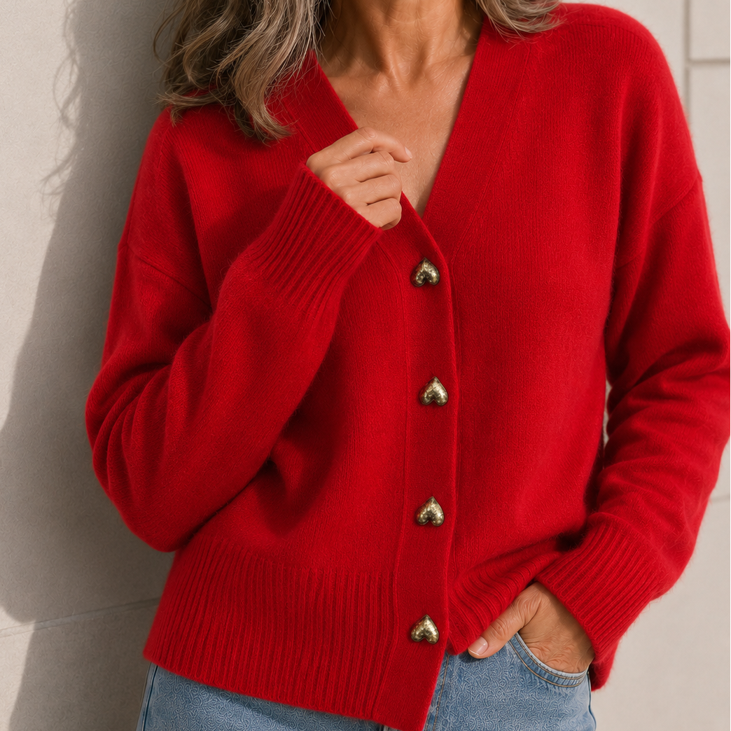 Melanie | Cozy Heart-Button Cardigan