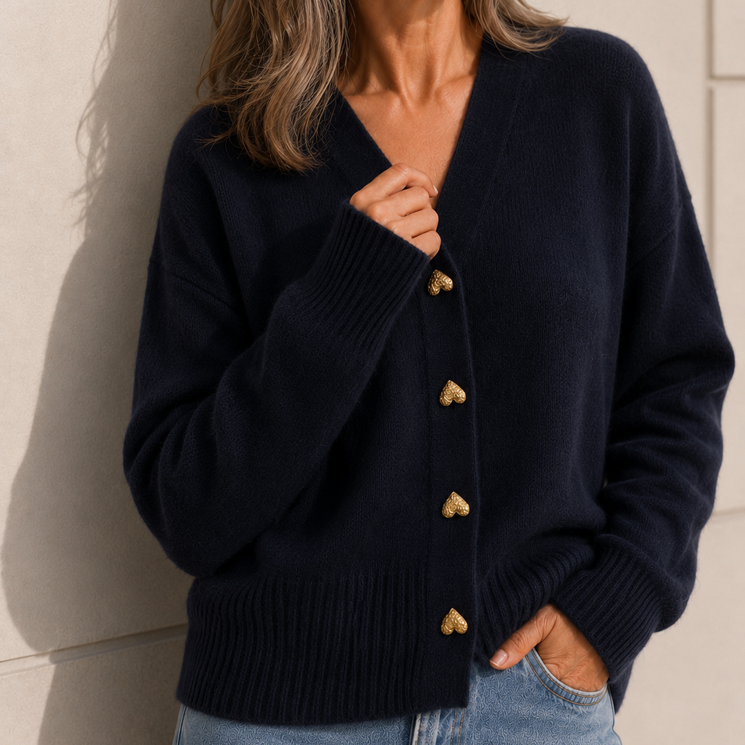 Melanie | Cozy Heart-Button Cardigan