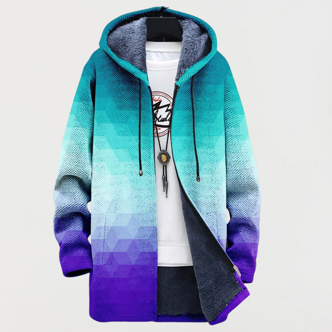 Arden | Gradient Hexagon Hooded Coat