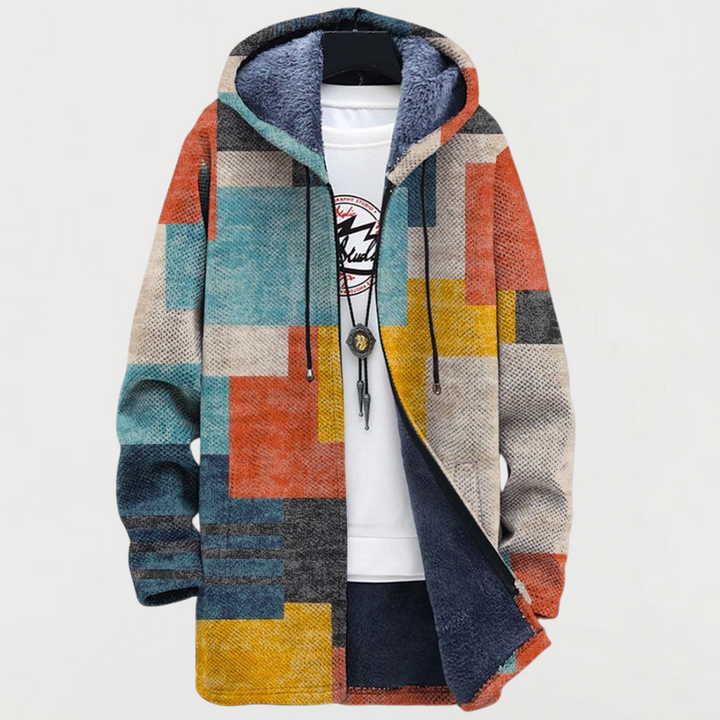 Blair | Geometric Color Block Hooded Coat