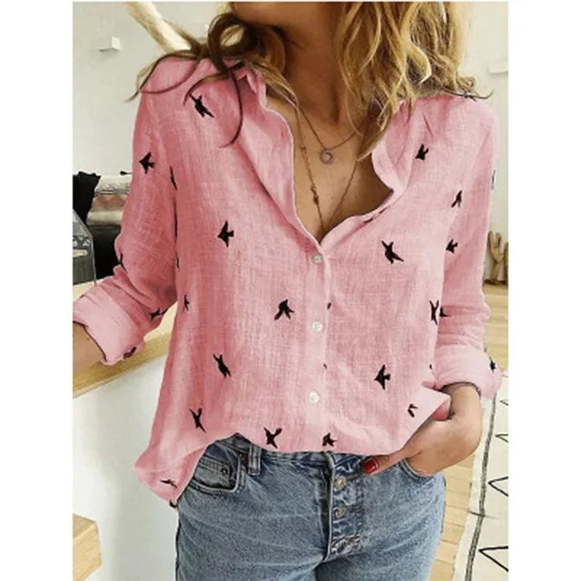 Victoria - Elegant Cotton Solid Button Linen Shirt