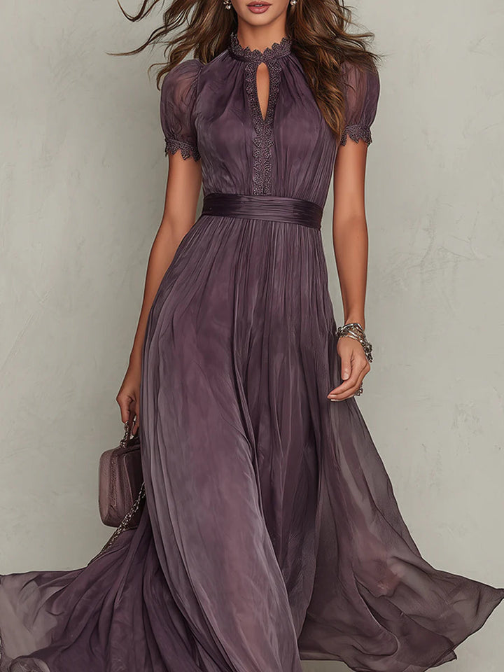 Purple Keyhole Neckline Maxi Dress