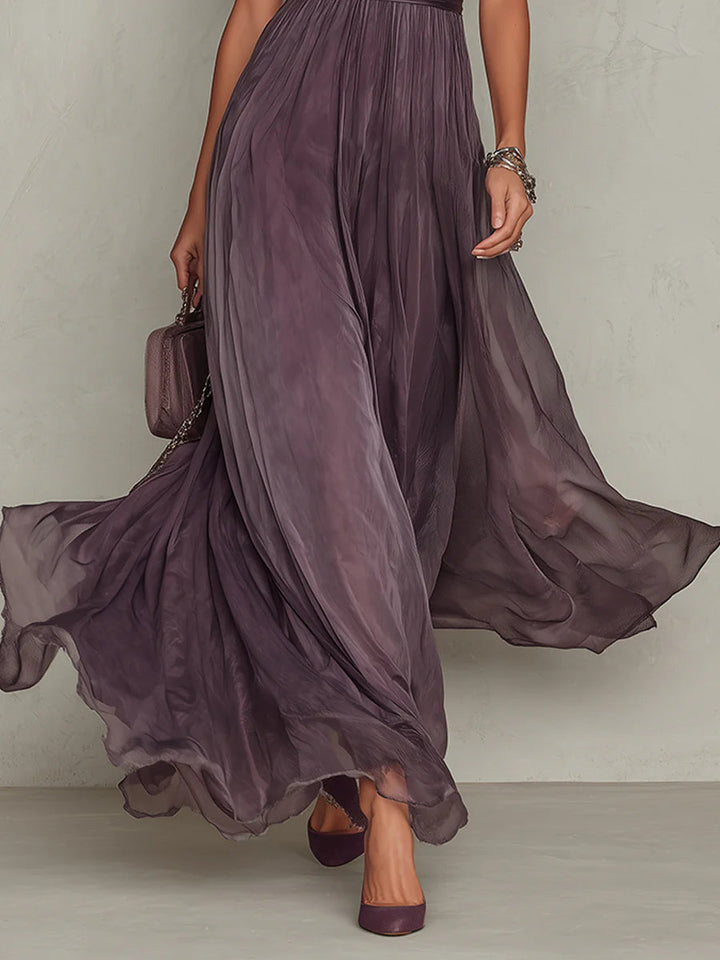Purple Keyhole Neckline Maxi Dress