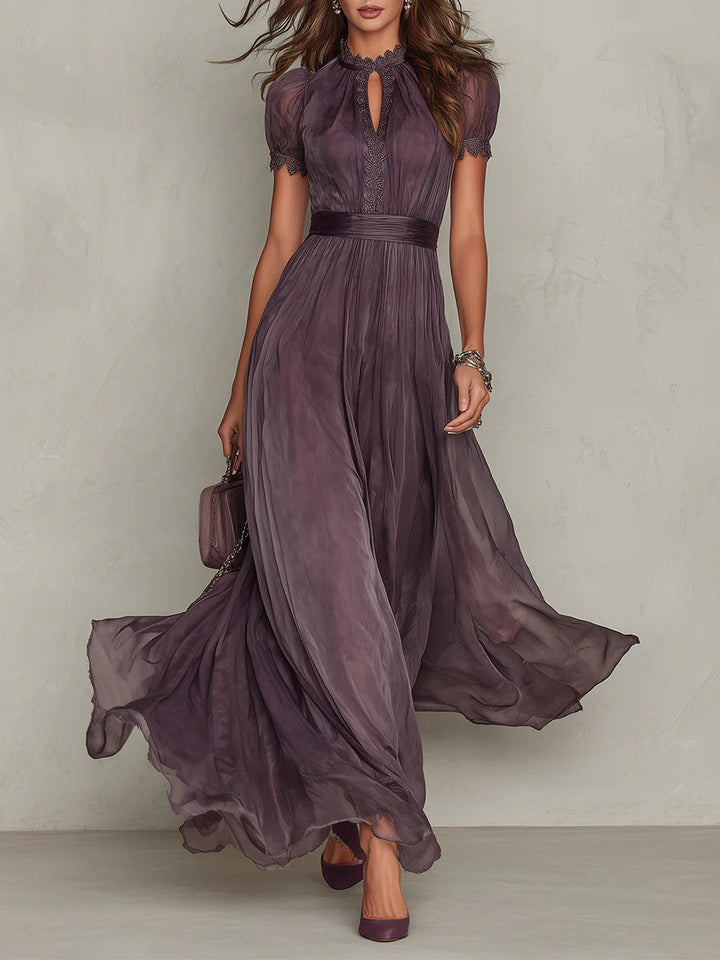 Purple Keyhole Neckline Maxi Dress