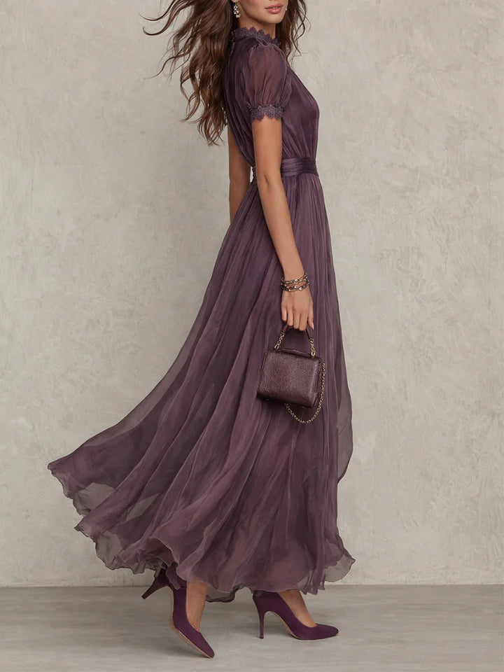 Purple Keyhole Neckline Maxi Dress