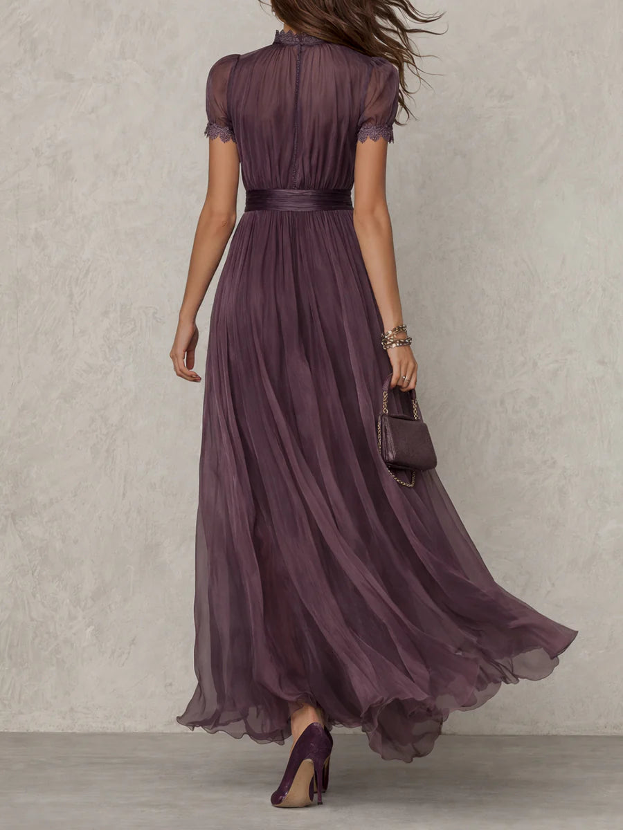 Purple Keyhole Neckline Maxi Dress