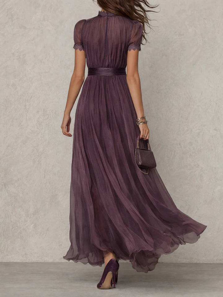 Purple Keyhole Neckline Maxi Dress