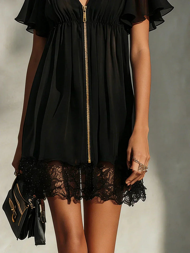 Sanya | Zip-Front Lace Mini Dress