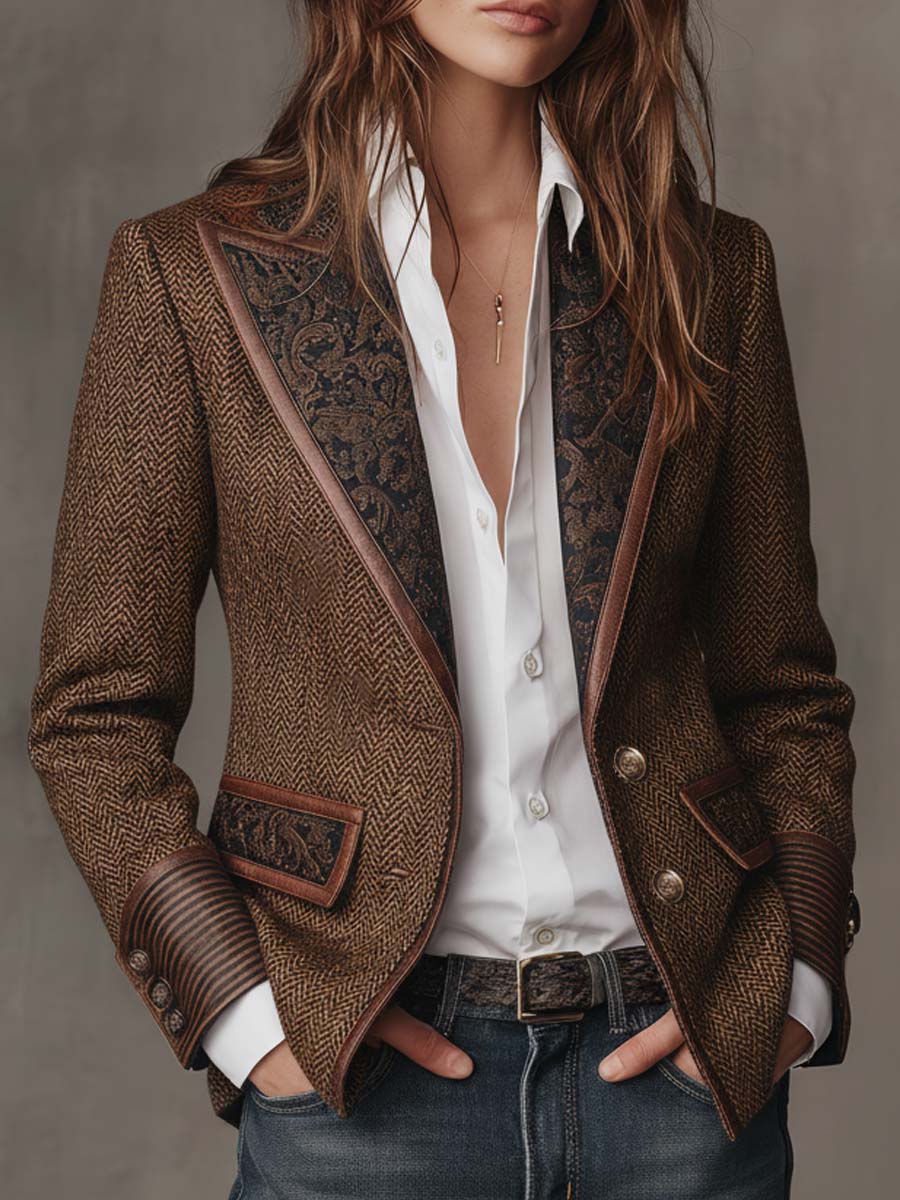 Doris | Herringbone Paisley Lapel Blazer