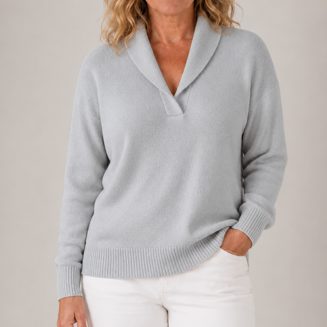 Celestine | Relaxed Shawl-Collar Knit Sweater