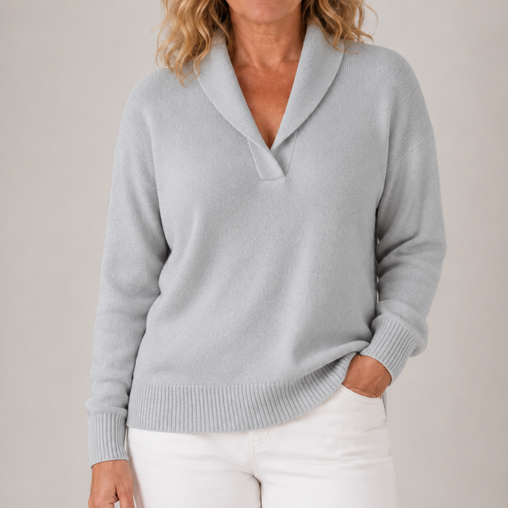 Celestine | Relaxed Shawl-Collar Knit Sweater