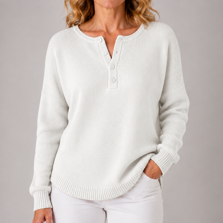 Nina | Relaxed Button-Neck Jumper