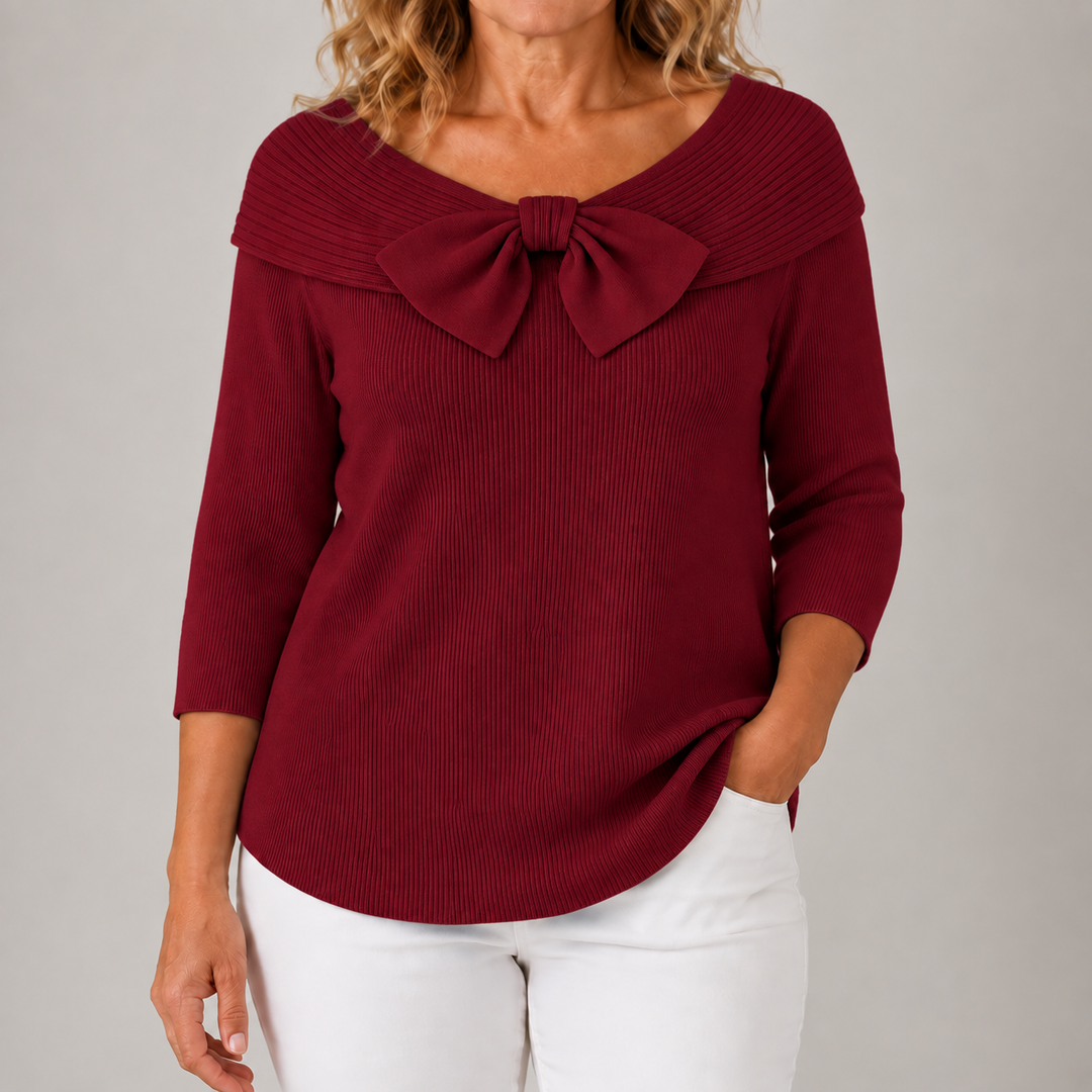 Jocelyn | Elegant Bow-Neck Knit Top