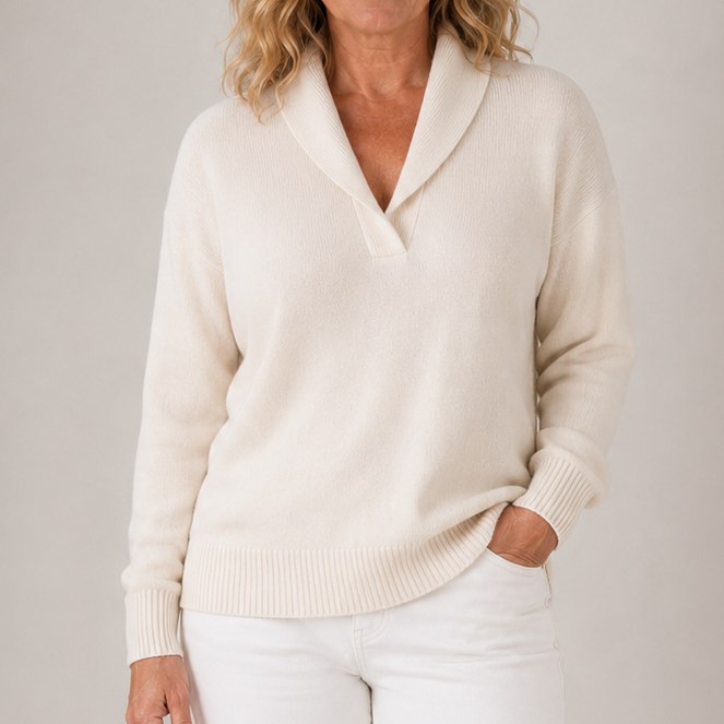 Celestine | Relaxed Shawl-Collar Knit Sweater