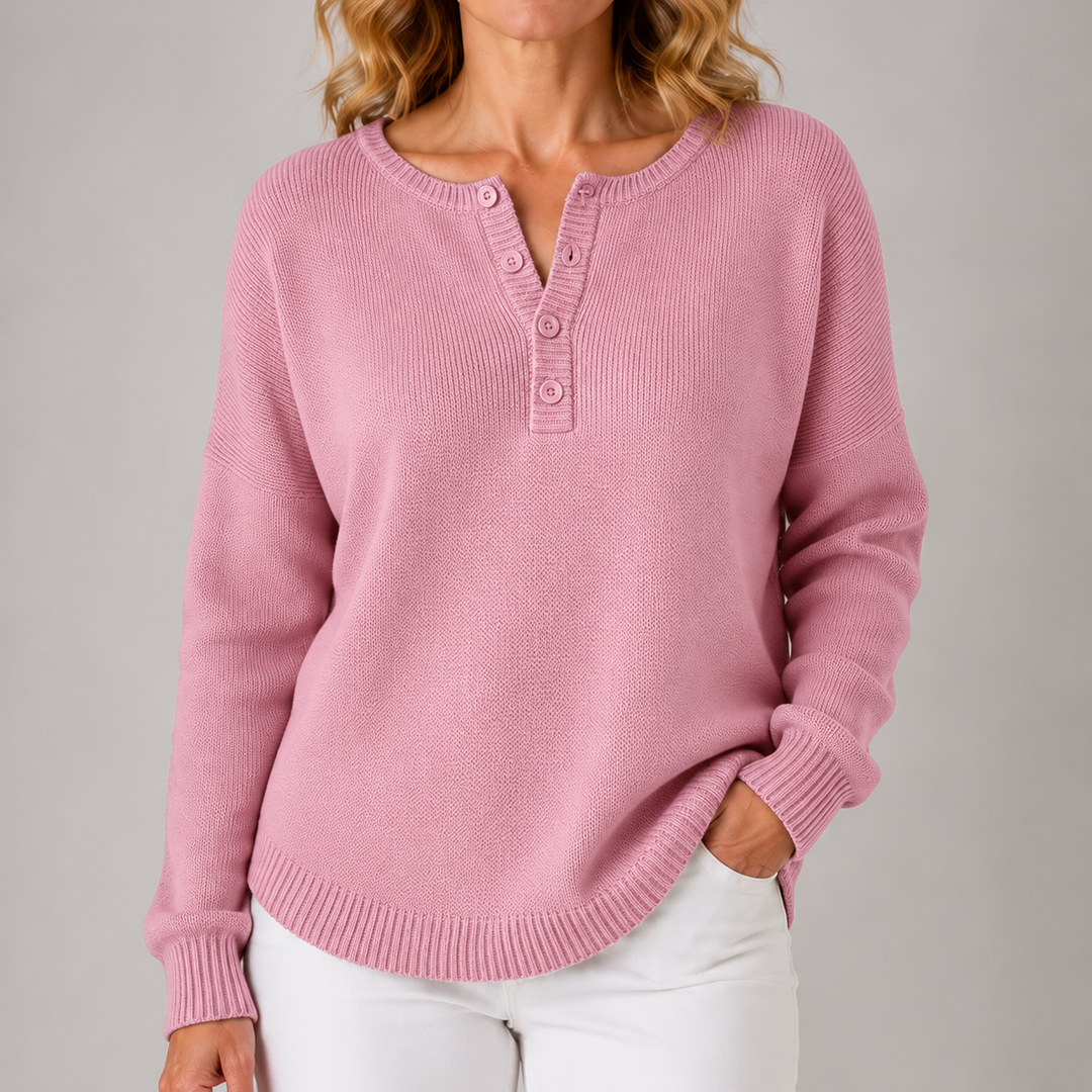 Nina | Relaxed Button-Neck Jumper