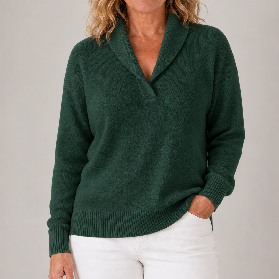 Celestine | Relaxed Shawl-Collar Knit Sweater