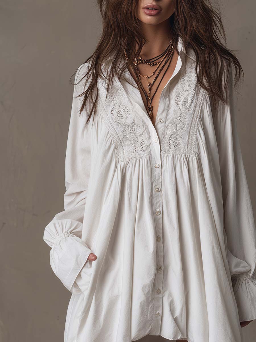 Anastasia | Lace Shirt Mini Dress
