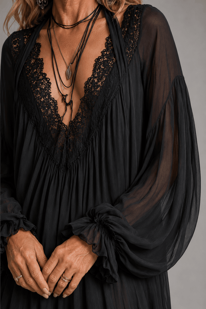 Elara | Black Chiffon Halter Mini Dress