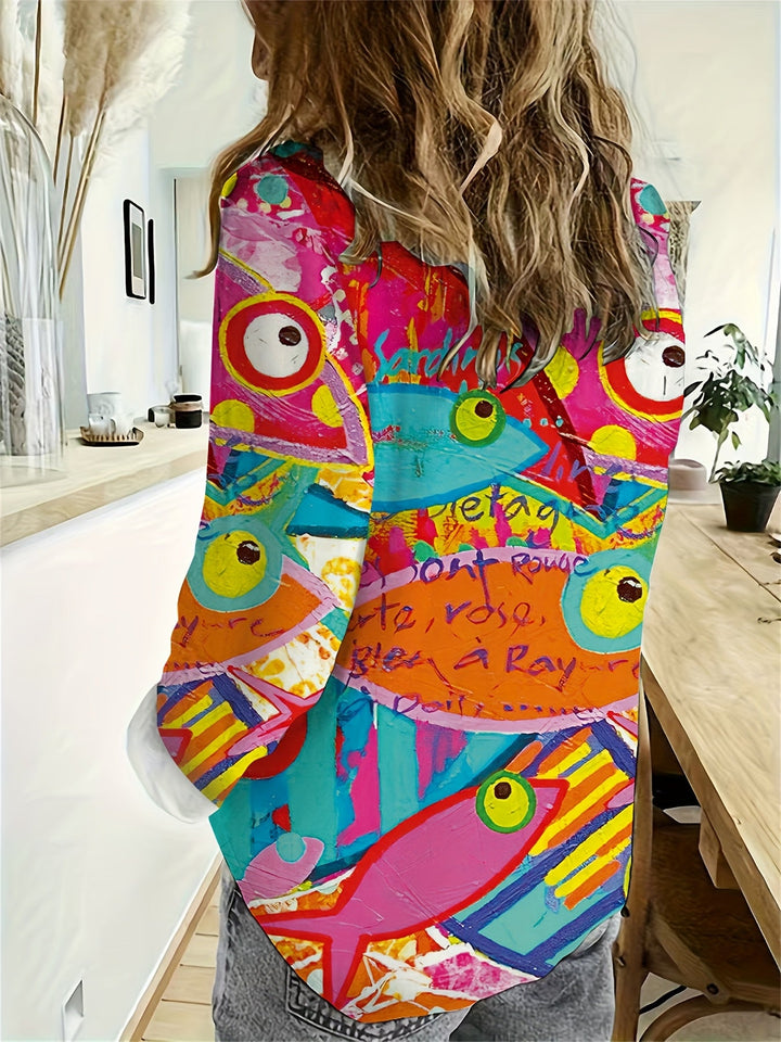 Marina | Colorful Fish Print Blouse