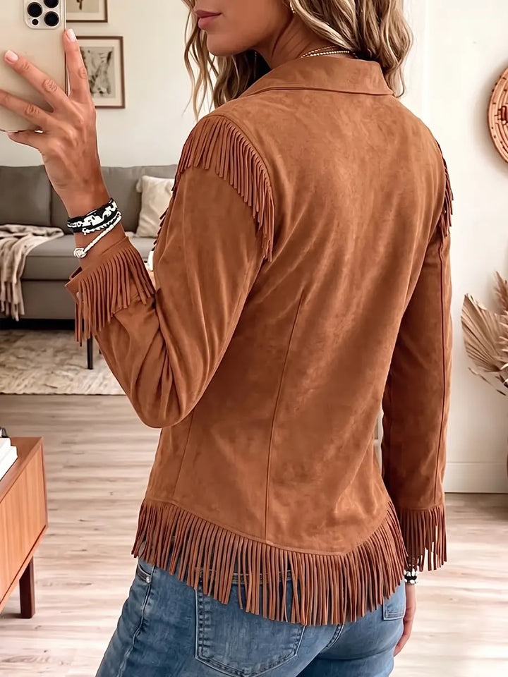 Vintage Elegant Tassel Suede Shirt